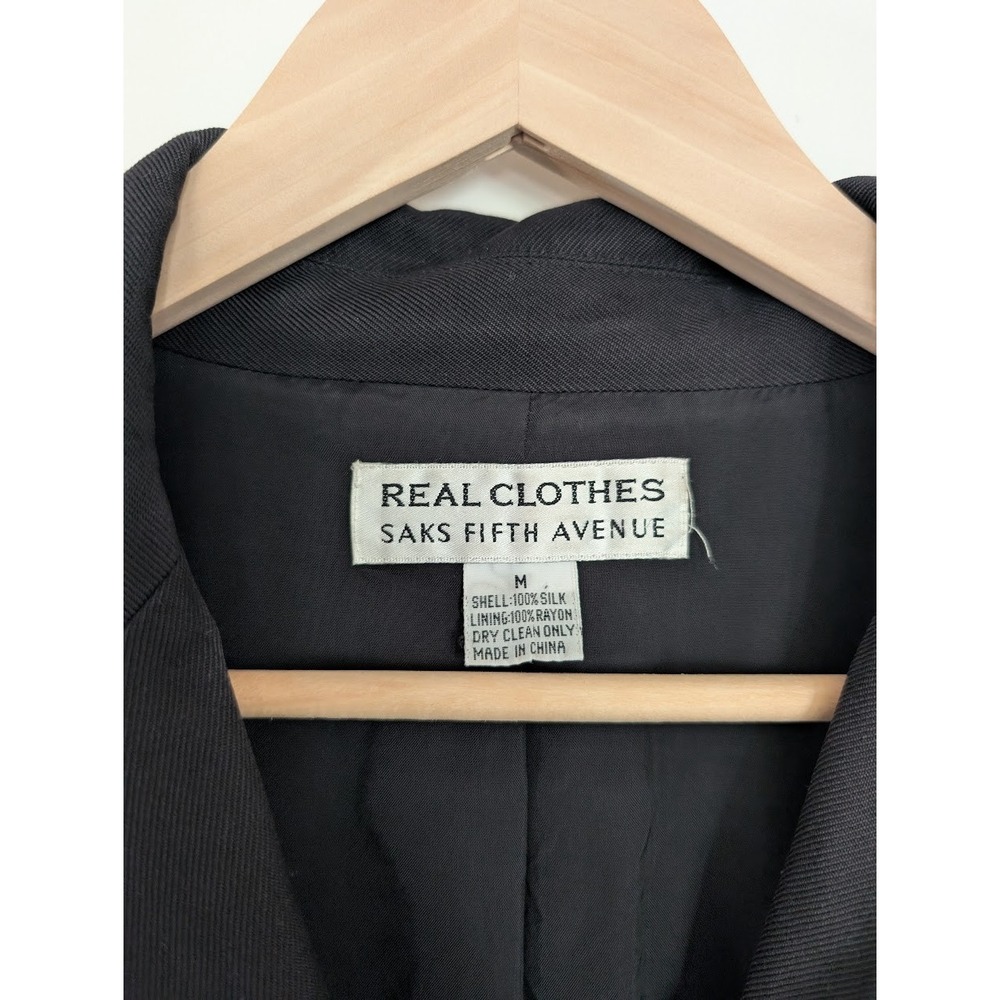 Vintage Black 100% Silk Blazer 90s Minimalist Fluid Classic Work CBK Timeless - Picture 7 of 8